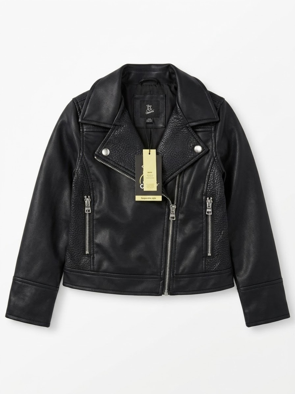 NWT Art Class Girls Black Faux Leather Moto Biker Jacket Size XS (4/5)
